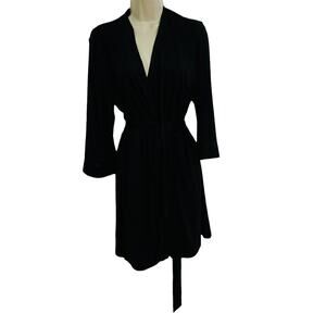 In Bloom Black Robe Dressing  Thigh Length Tie Belt Womens S/M